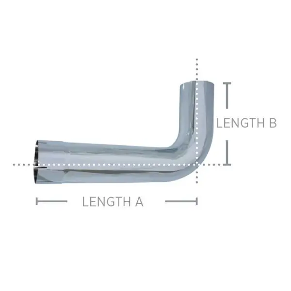 90° DEGREE WITH 5" OD X 14" X 12" LENGTH CHROME BENDS PLAIN EXPANDED - Image 2